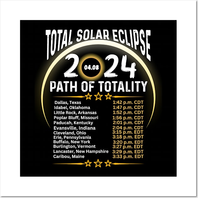 Path Of Totality North America Tour State Solar Eclipse 2024 Wall Art by Peter smith